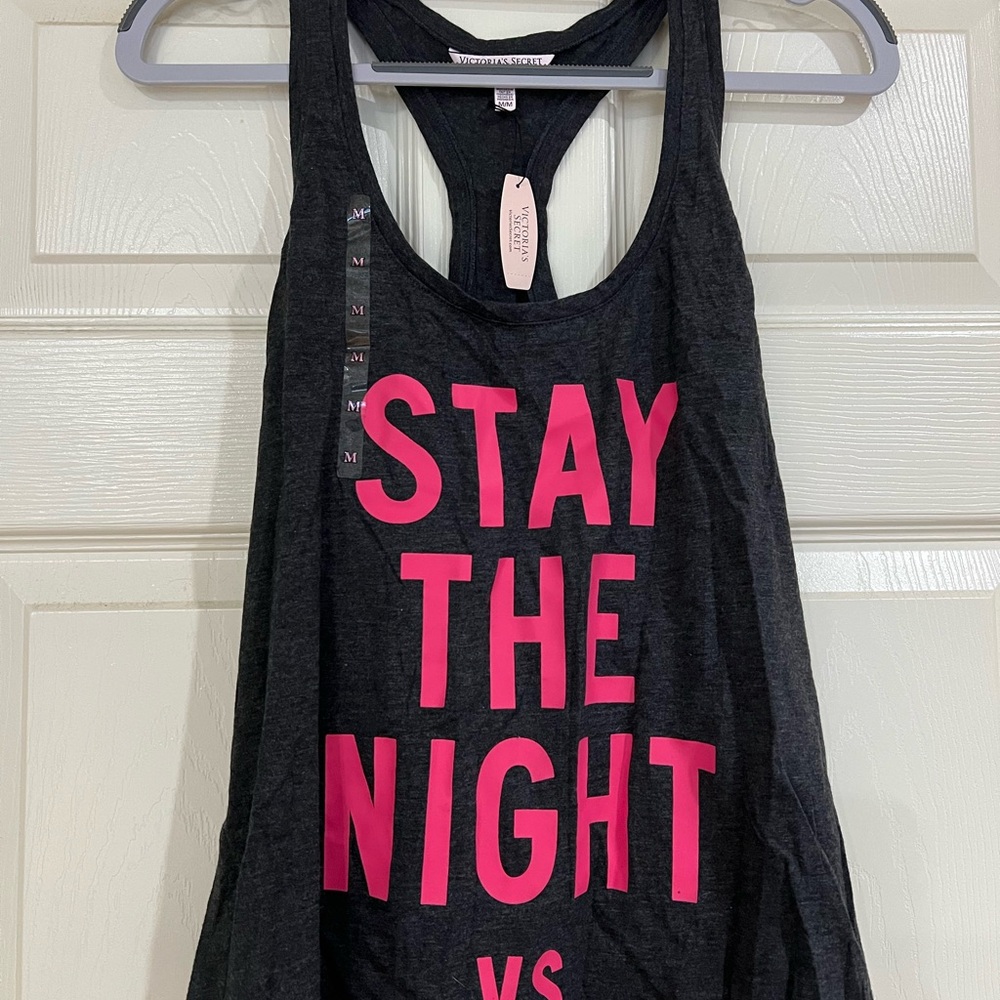 Victoria's Secret Dark Gray and Pink Women's Tank Top